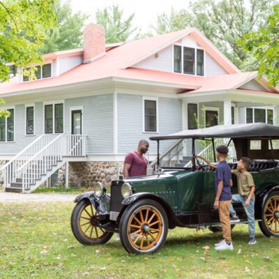 Family with Charles Lindbergh's Car