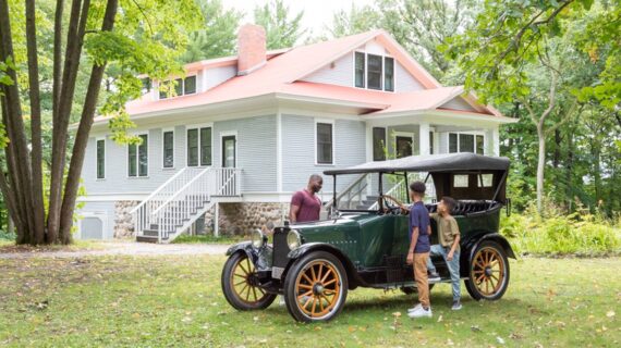 Family with Charles Lindbergh's Car