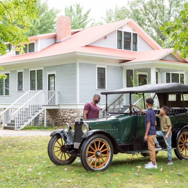 Family with Charles Lindbergh's Car