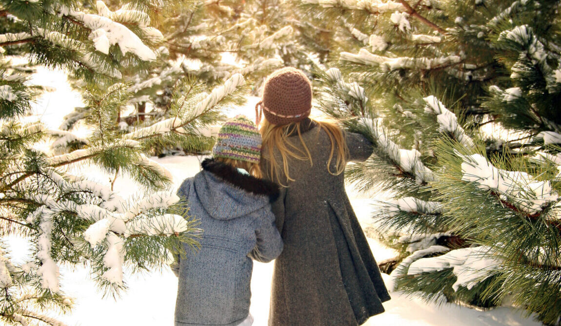 Girls enjoying winter outdoor activities