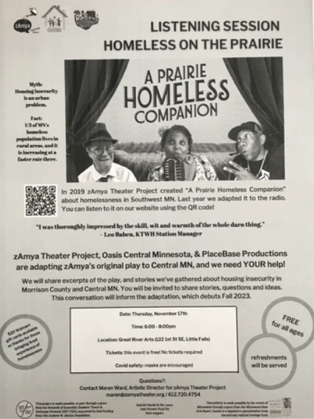 Listening Sessions Homeless on the Prairie with zAmya Theater Project