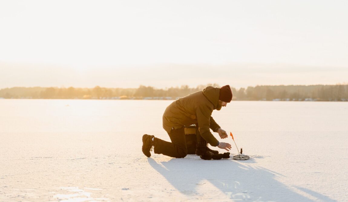 Man Ice-Fishing