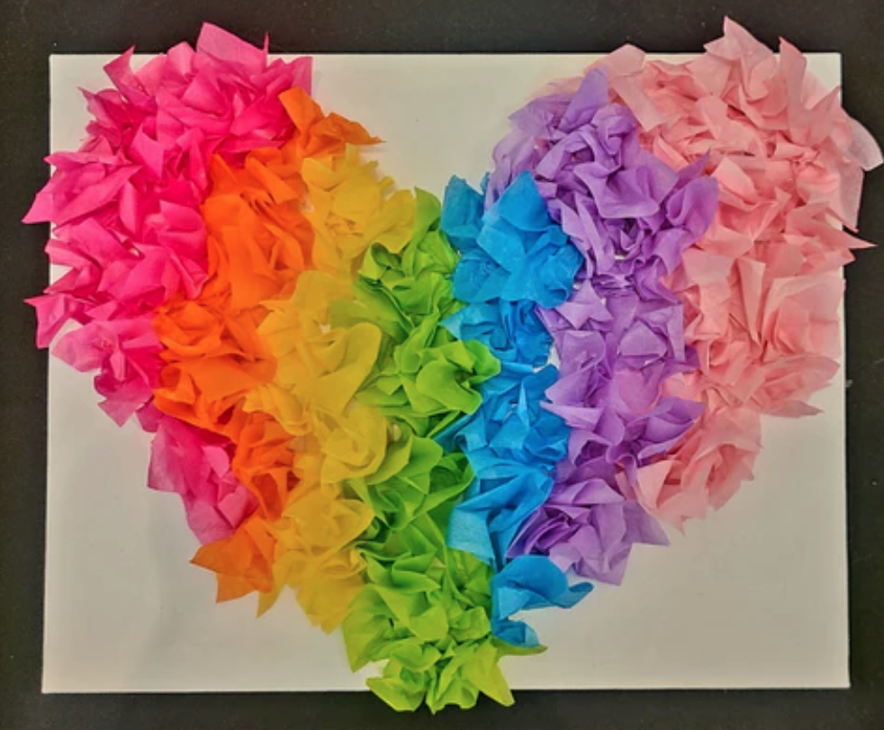 Rainbow Crepe Heart