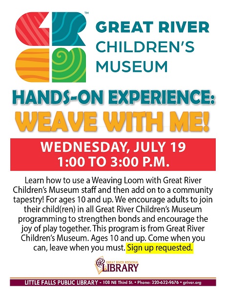 Great River Children’s Museum Hands- On Experience: Weave With Me!