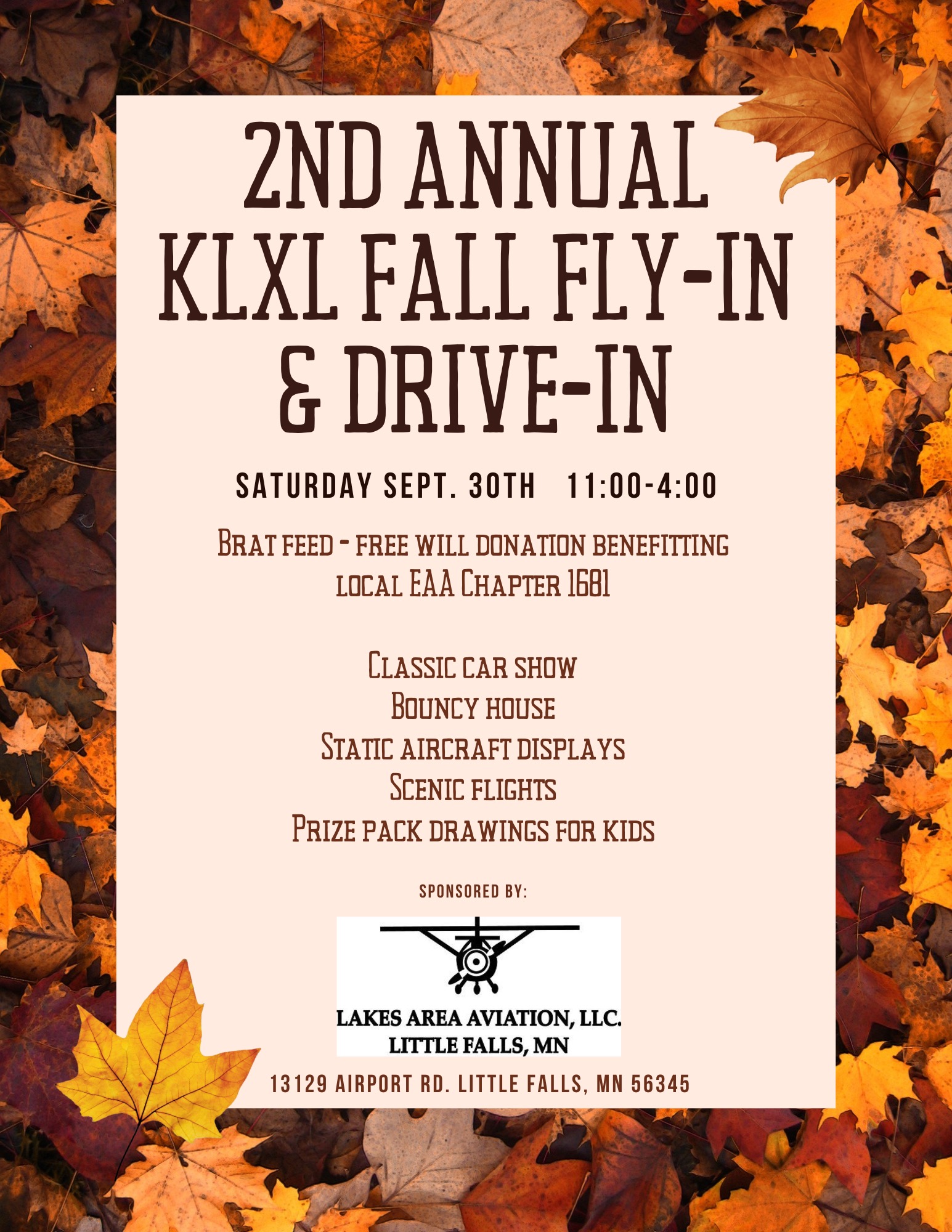 2nd Annual KLXL Fall Fly-In & Drive-In